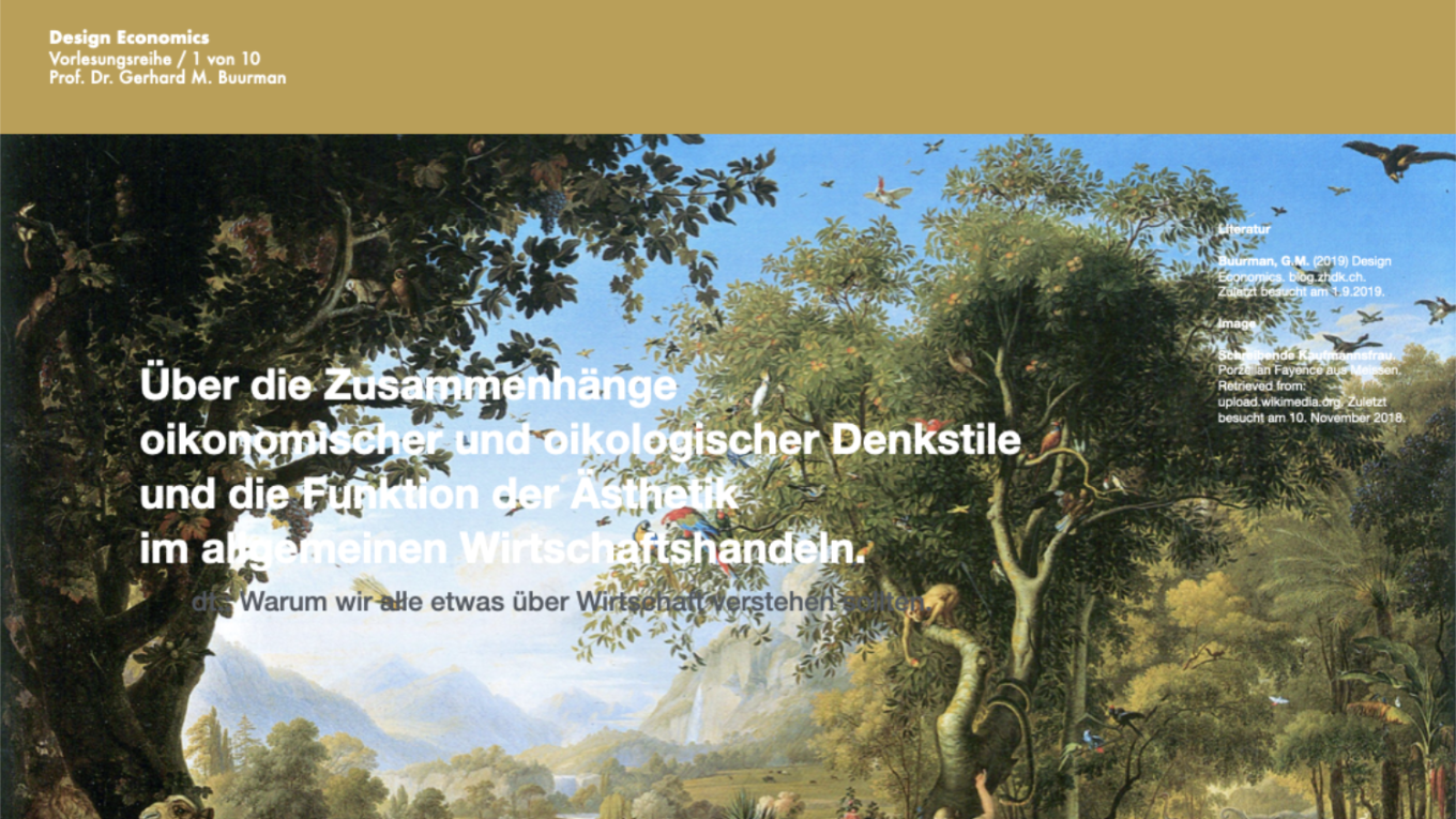 Ausschnitt aus dem Titelblattes der Vorlesungsreihe Designeconomics